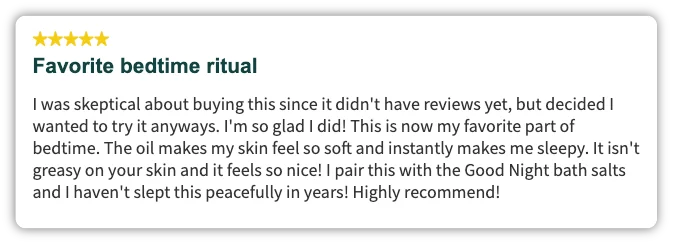 Five-star review titled Favorite bedtime ritual
