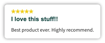 Five-star review titled I love this stuff