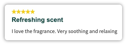 Five-star review titled Refreshing scent